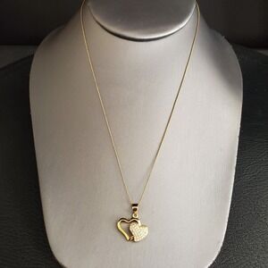Cracco‎ Pave Heart Pendant Necklace Gold Tone Clear Crystals Excellent Gift